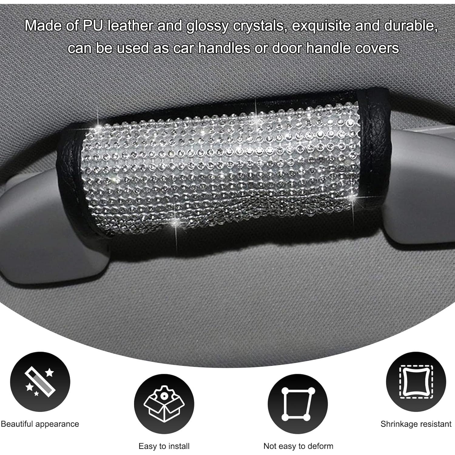 Cubierta de Manija de Puerta MUQIDA 2 PCS Rhinestone Blanco