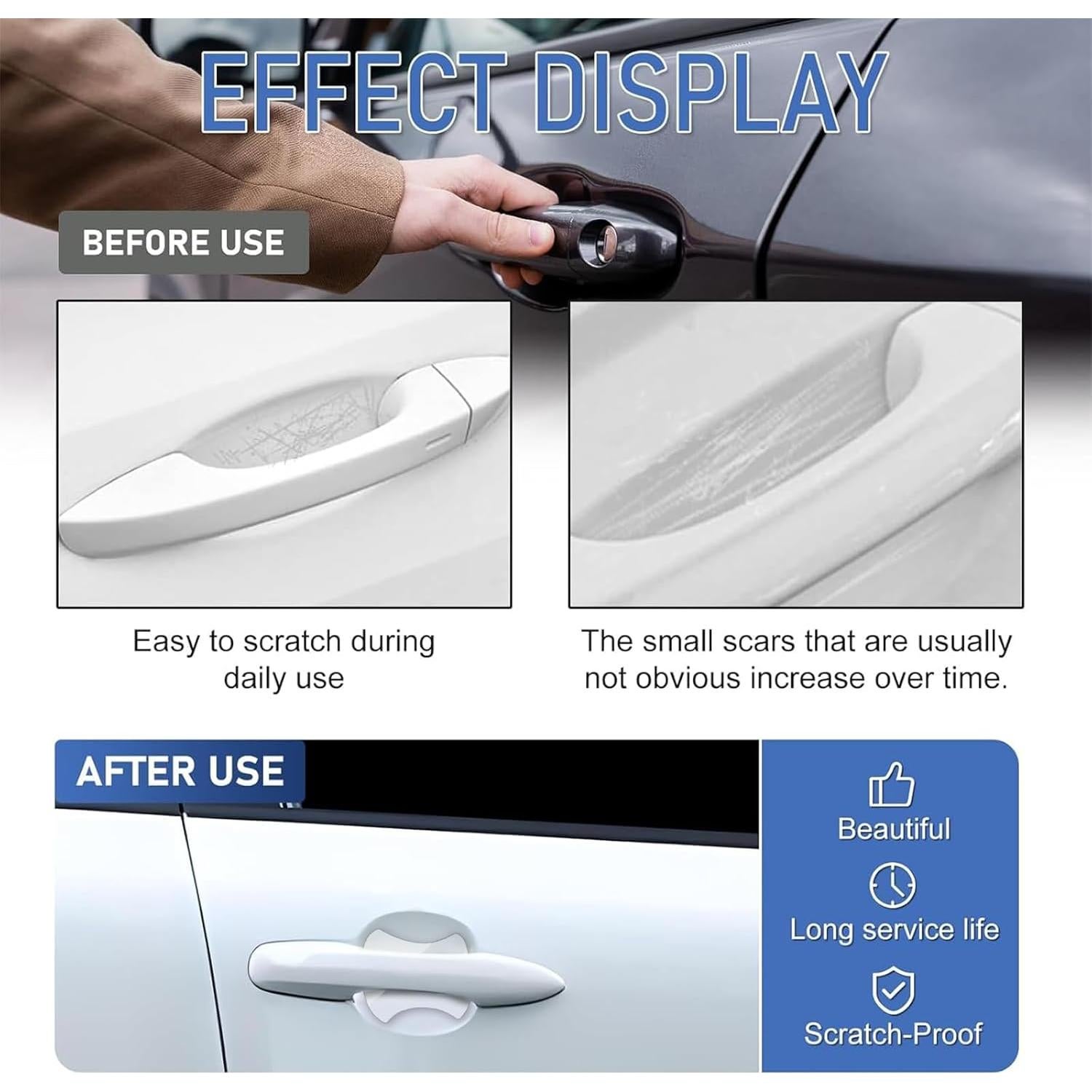 Protector de Manija de Puerta de Coche Genérico 4 Piezas Transparente