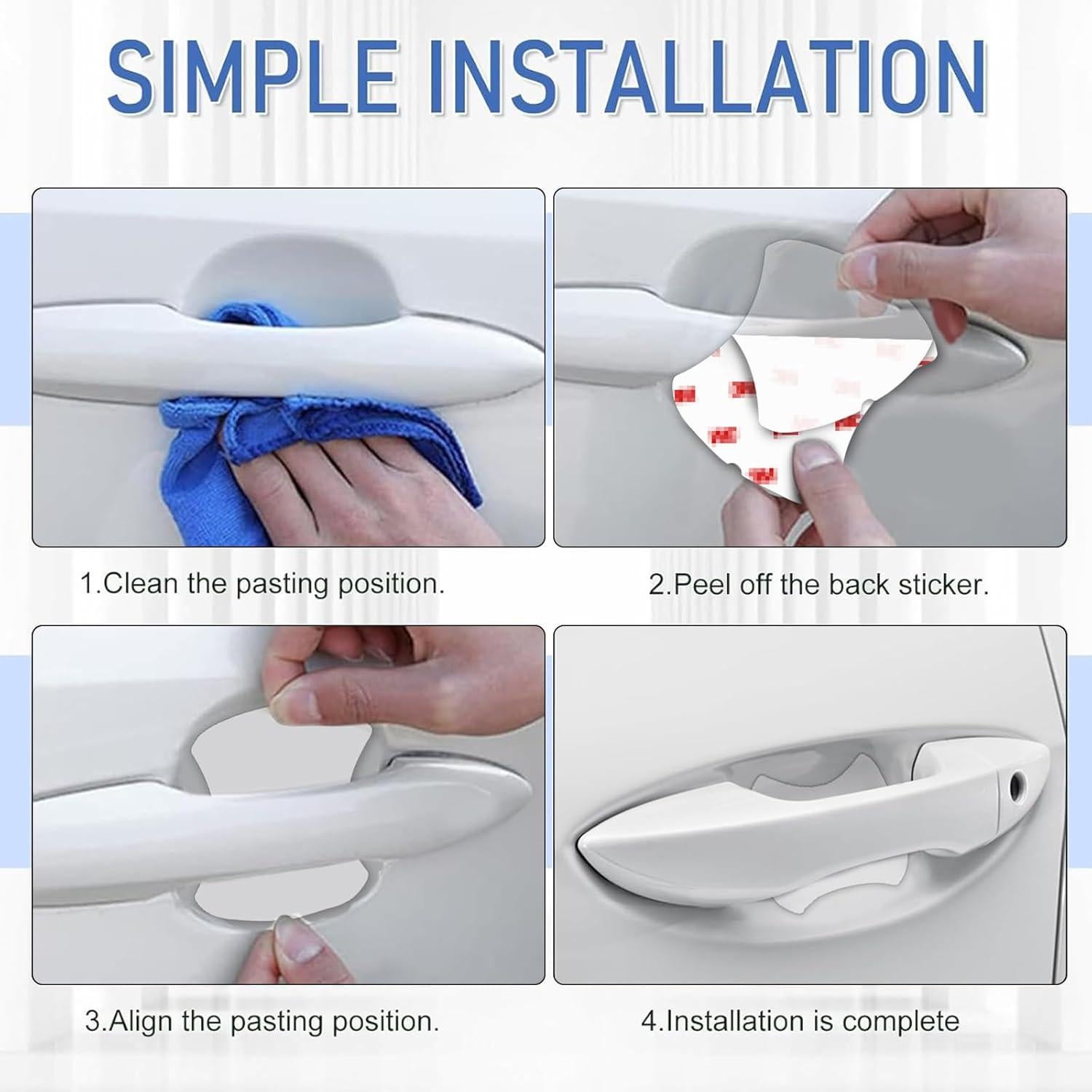 Protector de Manija de Puerta de Coche Genérico 4 Piezas Transparente