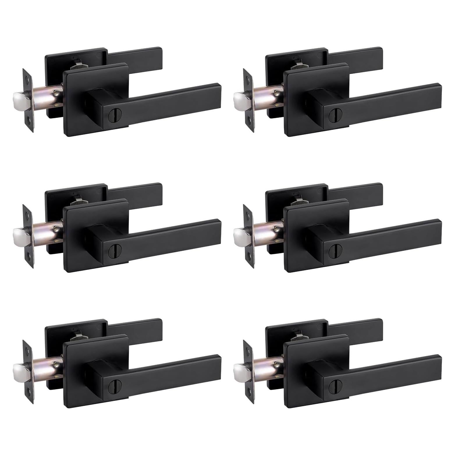 Manija de Puerta de Privacidad MENDOCK 6 Paquete Negro Mate