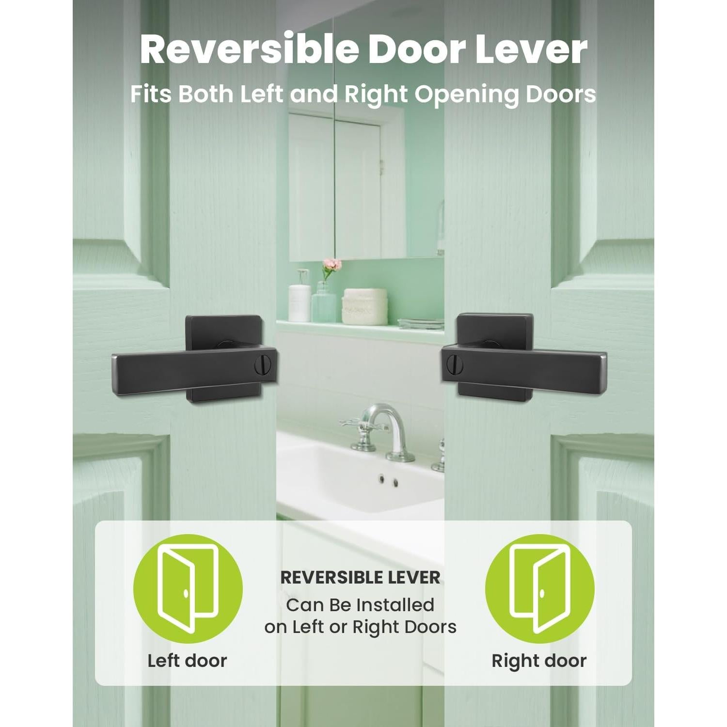 Manija de Puerta de Privacidad MENDOCK 6 Paquete Negro Mate