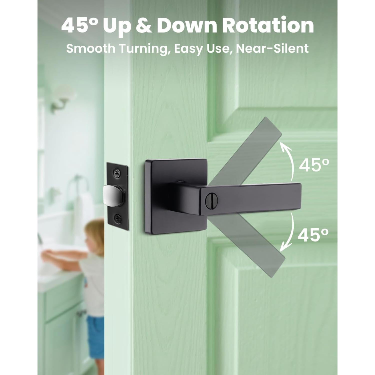 Manija de Puerta de Privacidad MENDOCK 6 Paquete Negro Mate