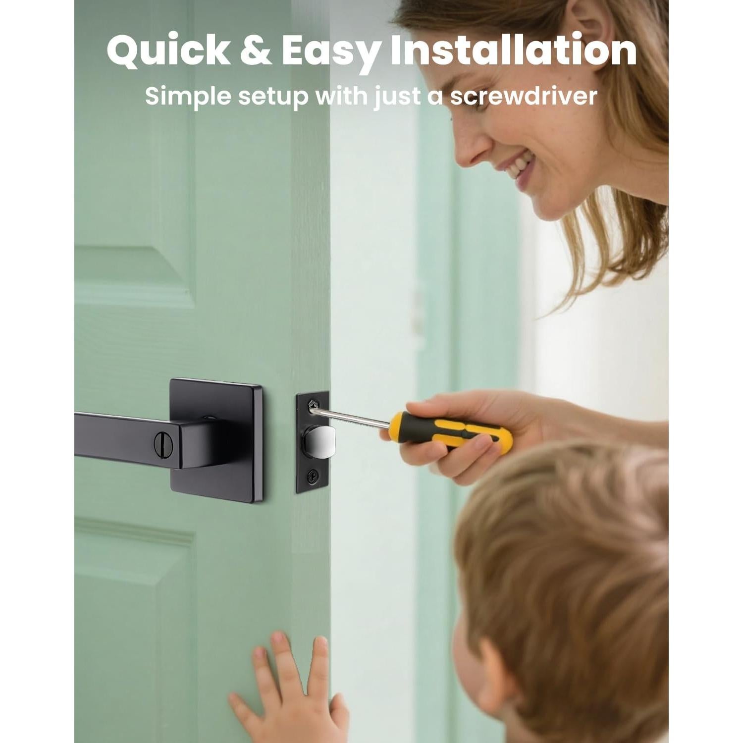 Manija de Puerta de Privacidad MENDOCK 6 Paquete Negro Mate