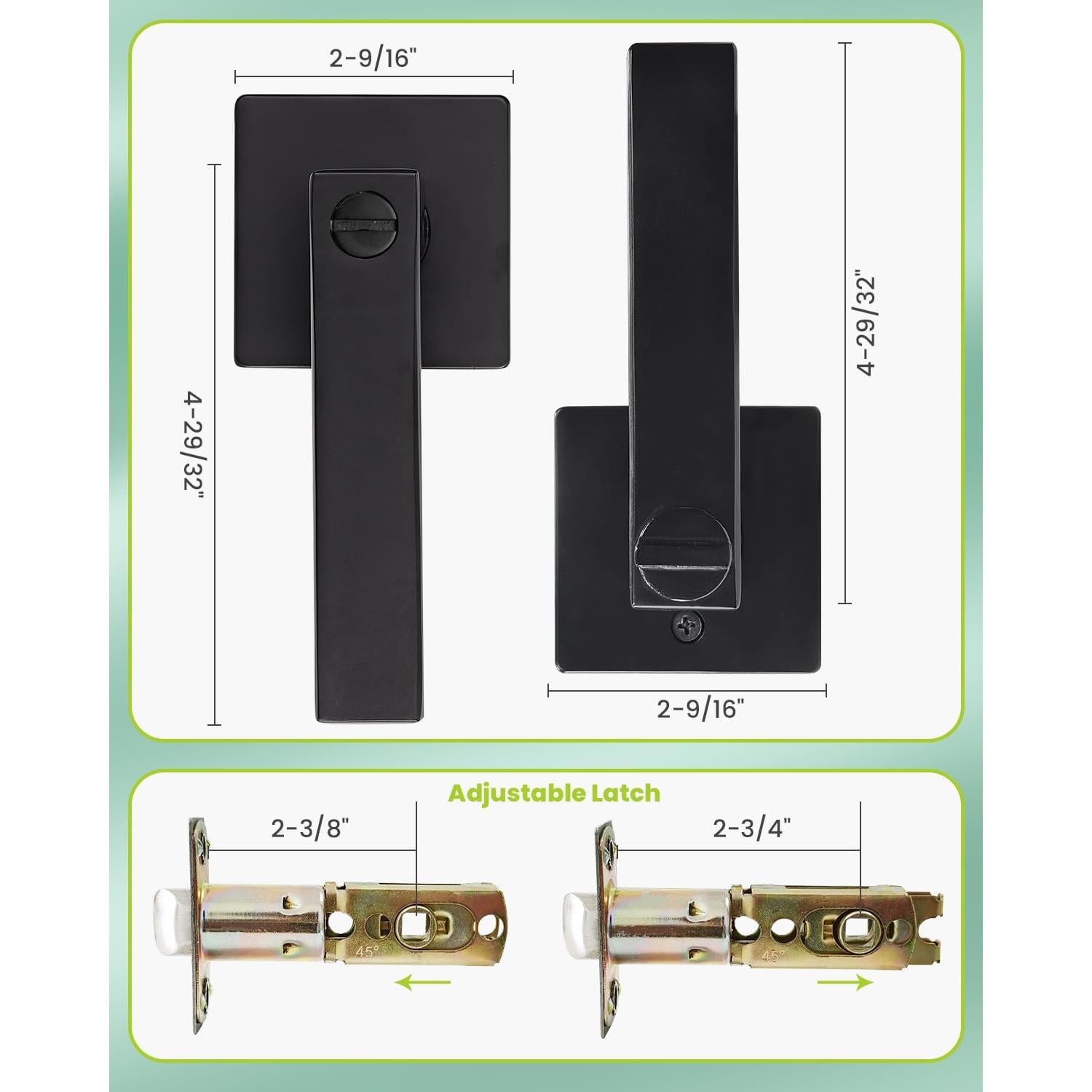 Manija de Puerta de Privacidad MENDOCK 6 Paquete Negro Mate