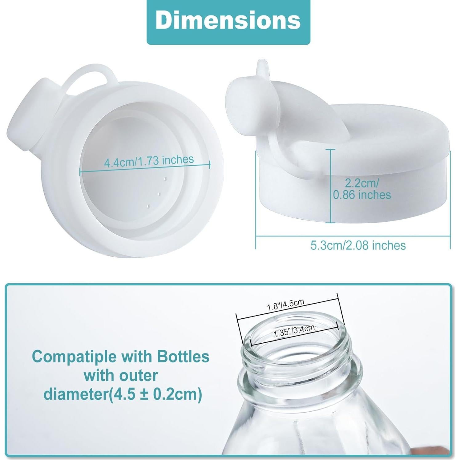 Paquete de 4 tapas de silicona Ritayedet para botellas de leche