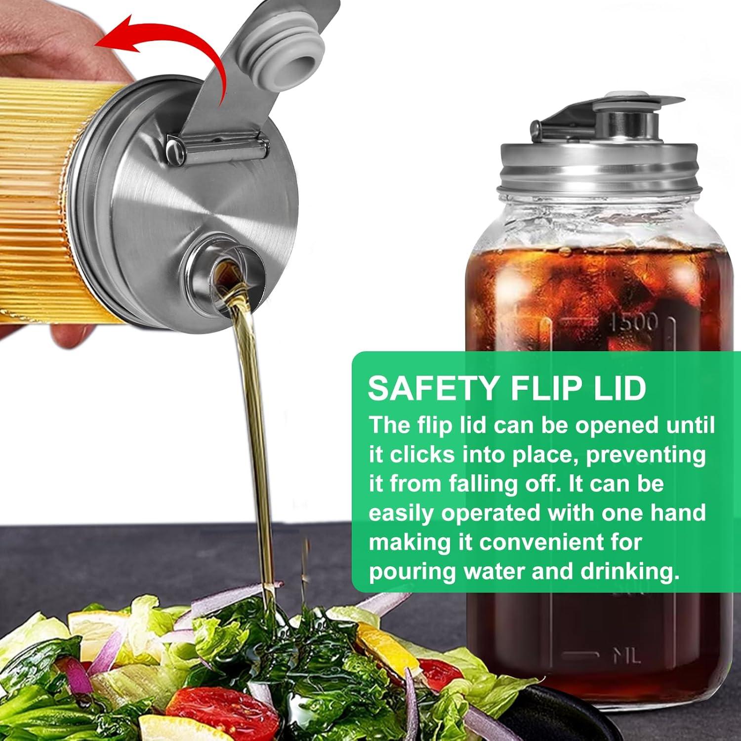 Tapa de vertedor de acero inoxidable Lenpestia para frascos Mason 70mm - 2 piezas