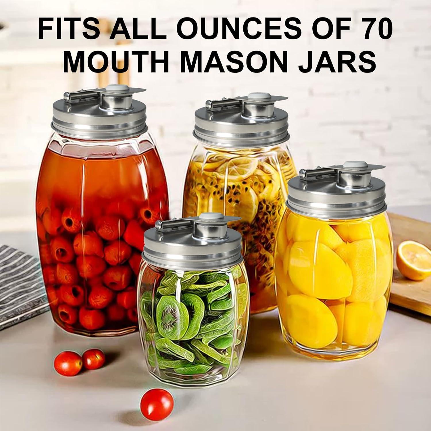 Tapa de vertedor de acero inoxidable Lenpestia para frascos Mason 70mm - 2 piezas