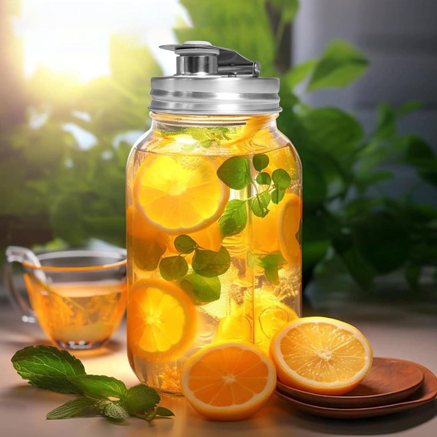 Tapa de vertedor de acero inoxidable Lenpestia para frascos Mason 70mm - 2 piezas