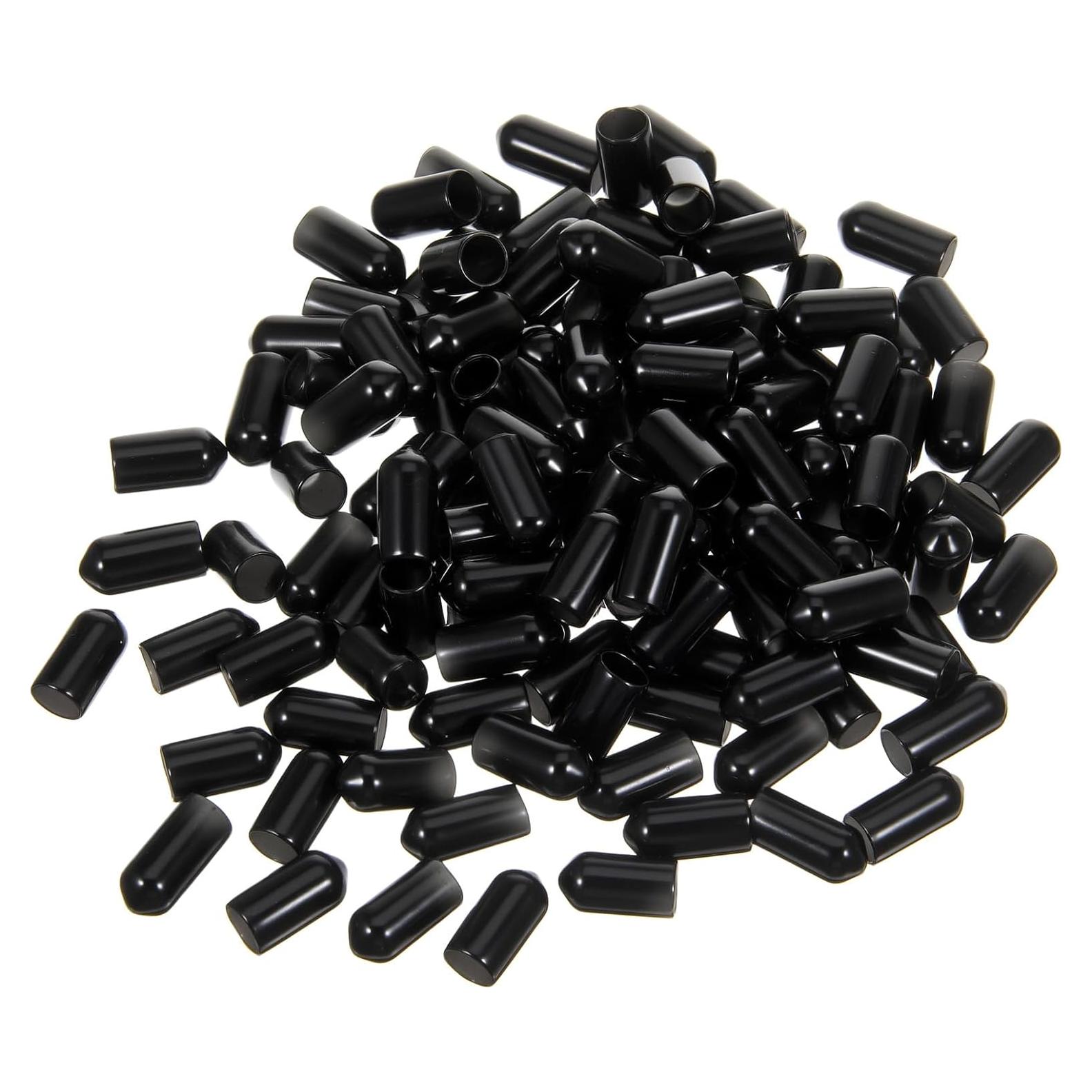 200 Tapas de Válvula de Polvo Negra PVC para Botellas