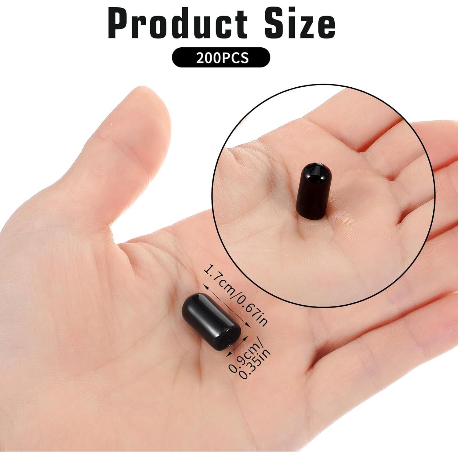 200 Tapas de Válvula de Polvo Negra PVC para Botellas