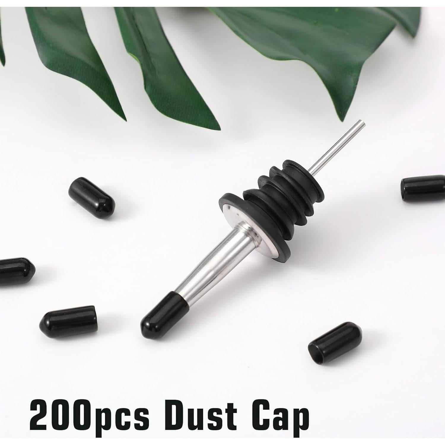 200 Tapas de Válvula de Polvo Negra PVC para Botellas