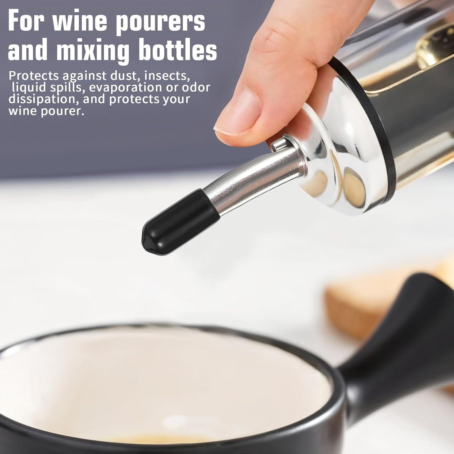 200 Tapas de Válvula de Polvo Negra PVC para Botellas