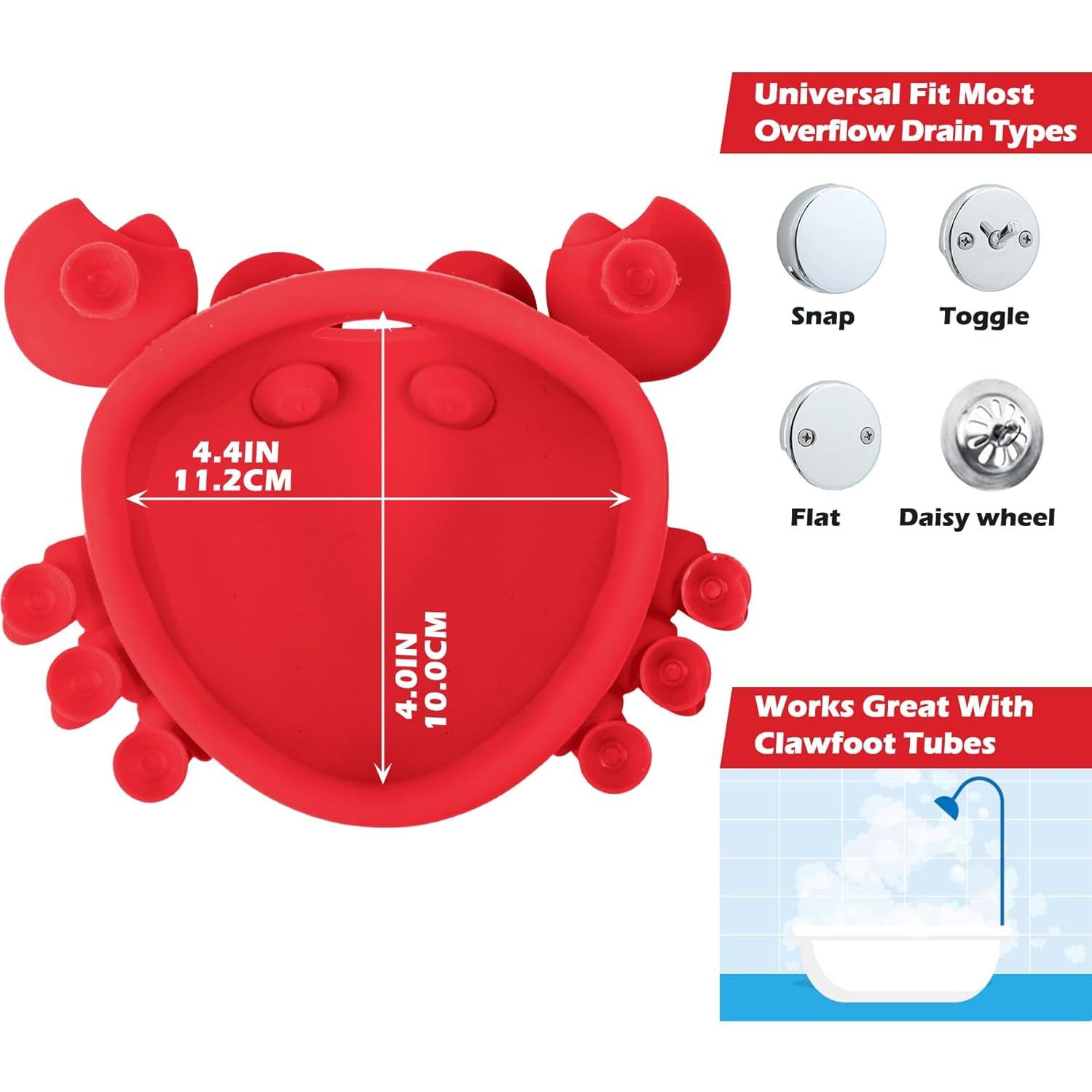 Cubierta de desagüe de bañera Koluti, silicona roja, 10.16 cm