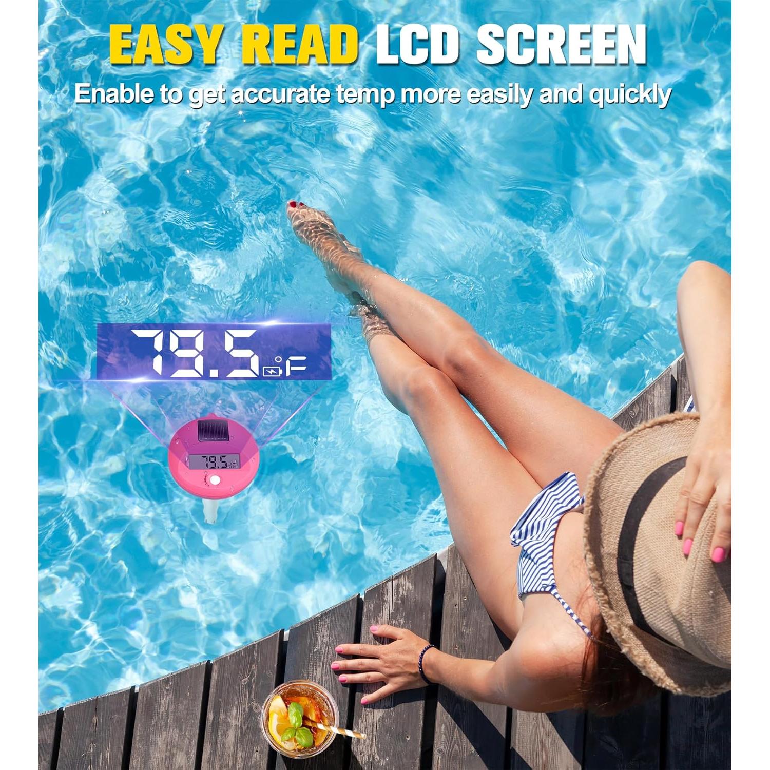Termómetro Digital Flotante FirstE 2025 para Piscina Rosa
