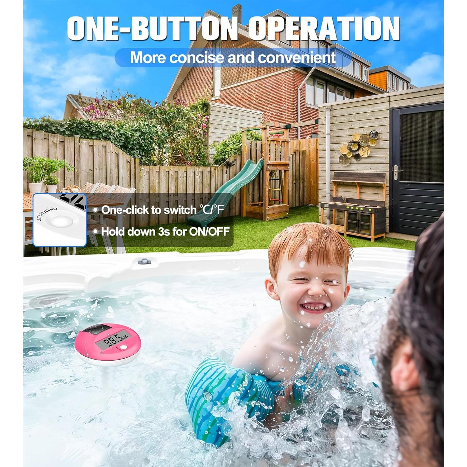 Termómetro Digital Flotante FirstE 2025 para Piscina Rosa