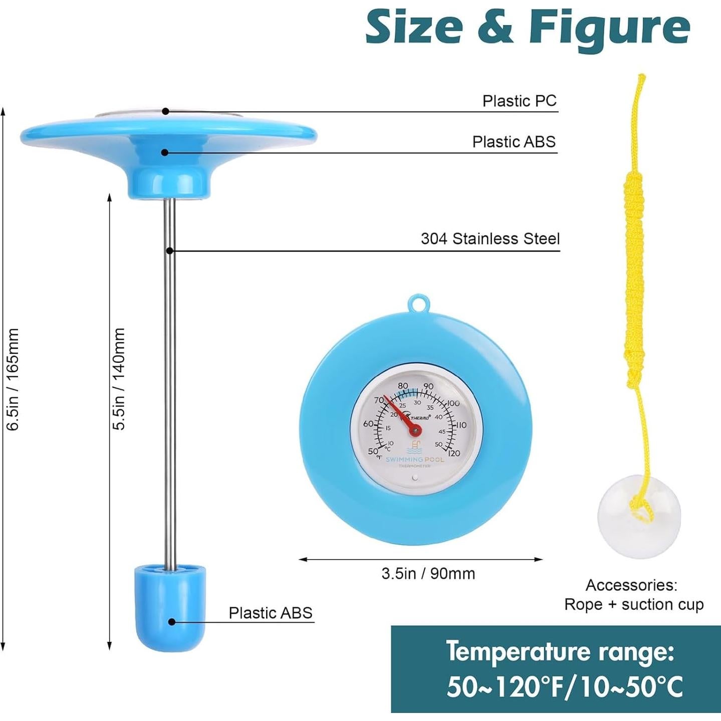 Termómetro Flotante de Piscina SPOROLWE 1.68" Resistente