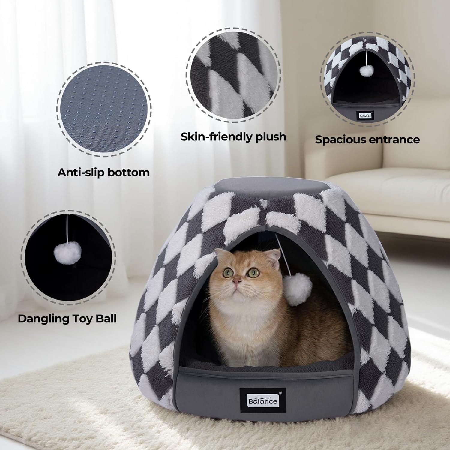 Cama Cueva para Gatos BALANCE 48 cm Gris Oscuro Antideslizante