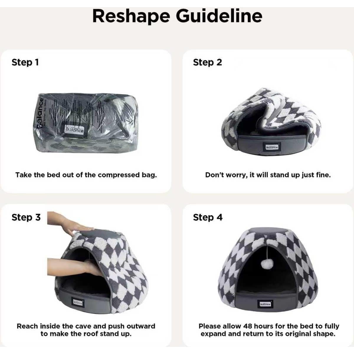 Cama Cueva para Gatos BALANCE 48 cm Gris Oscuro Antideslizante