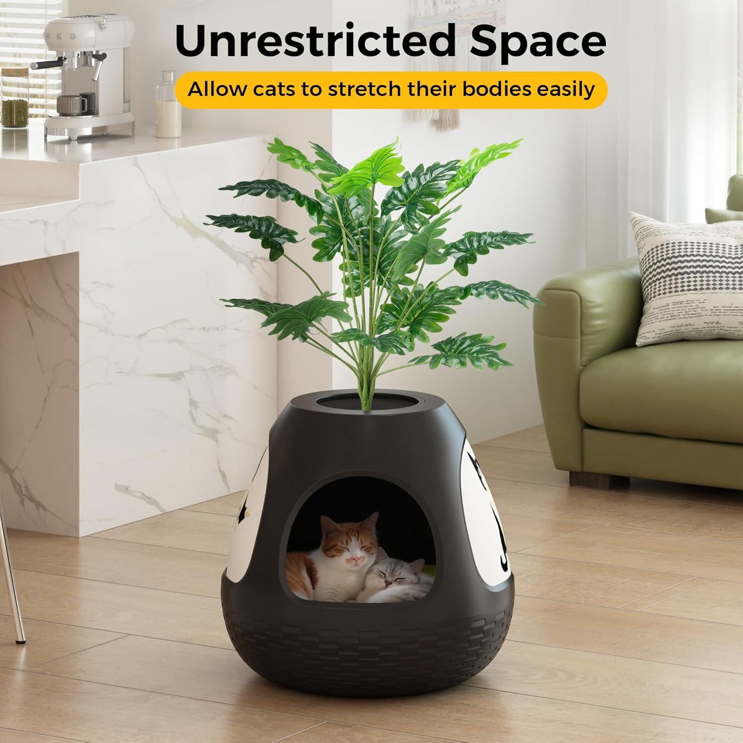 Cueva para Gatos Copod8 3-en-1 con Planta y Rascadores M Negro
