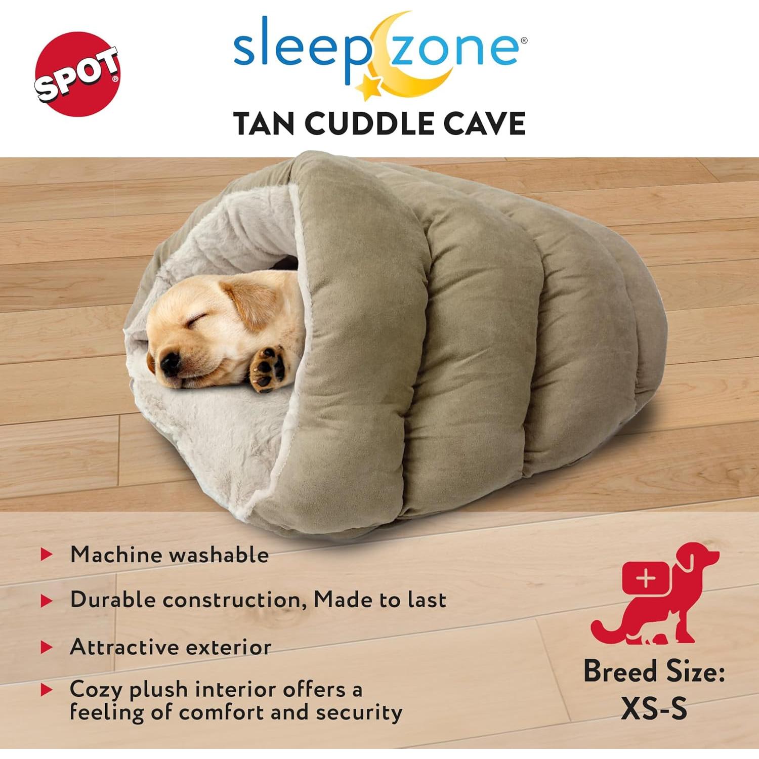 Cama Cueva Cuddle Beige para Gatos y Perros Mini - 55.9x25.4cm