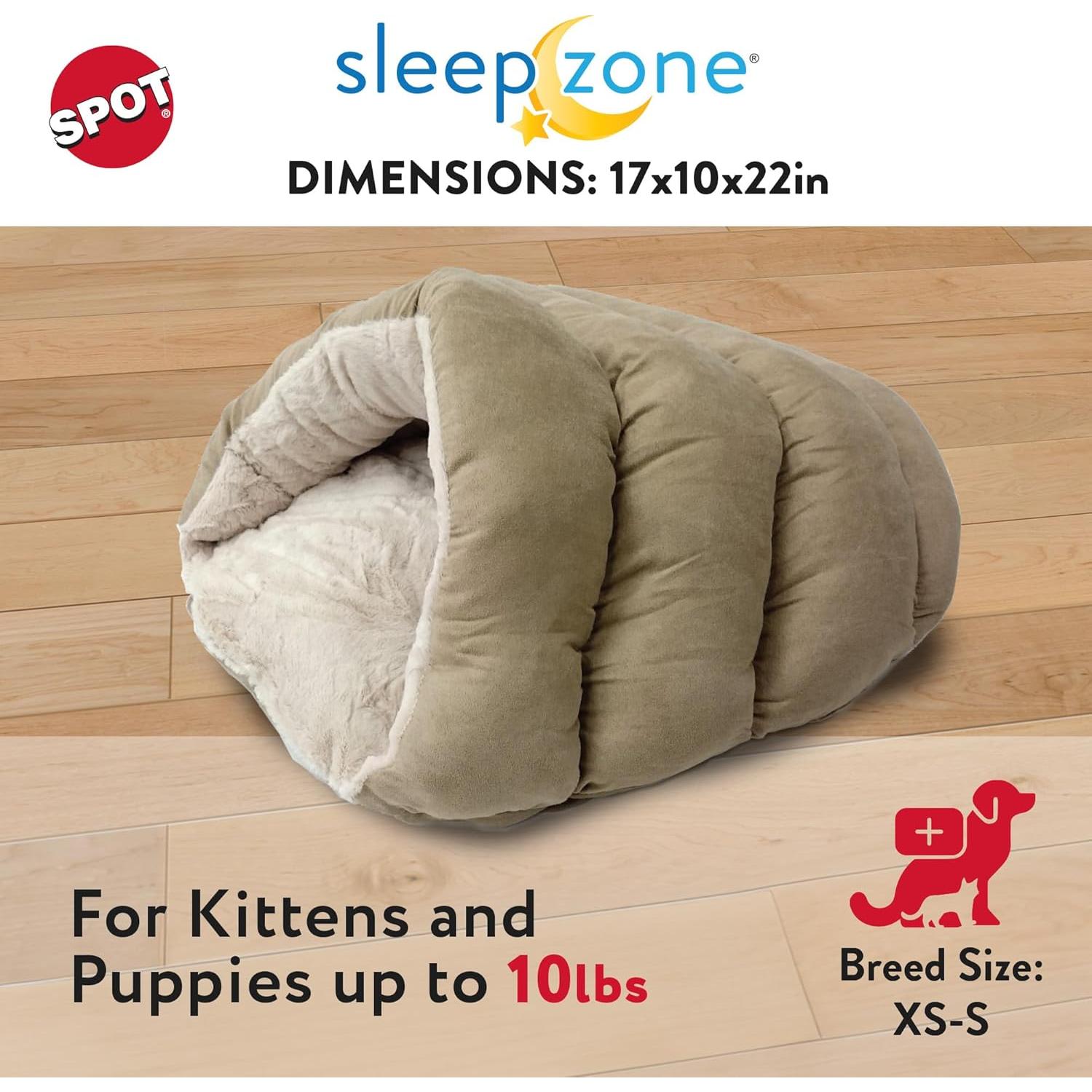 Cama Cueva Cuddle Beige para Gatos y Perros Mini - 55.9x25.4cm