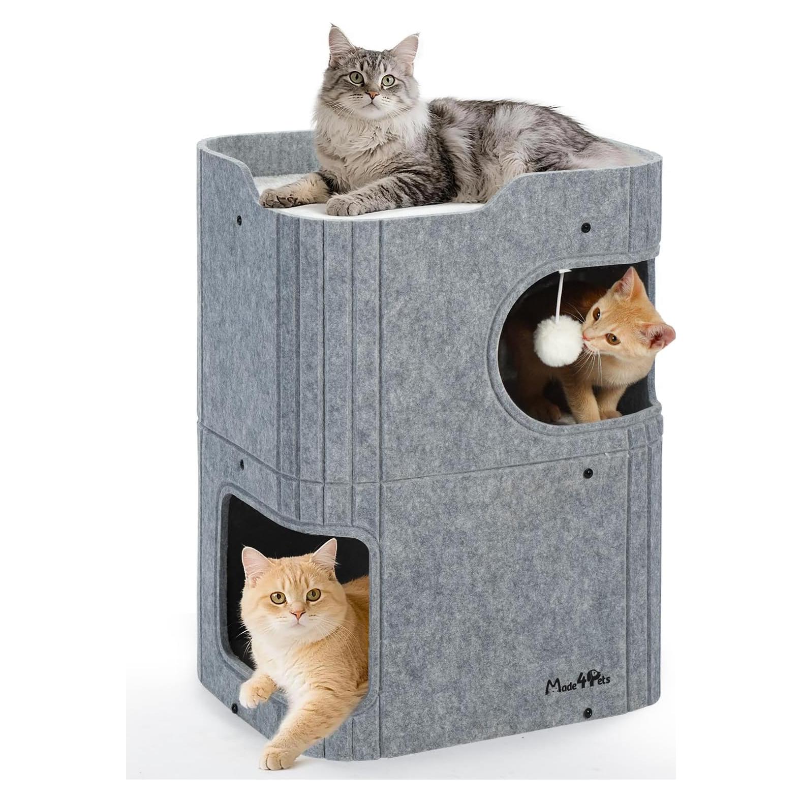 Casa para Gatos Made4Pets 2 Pisos Fieltro Gris 60 cm