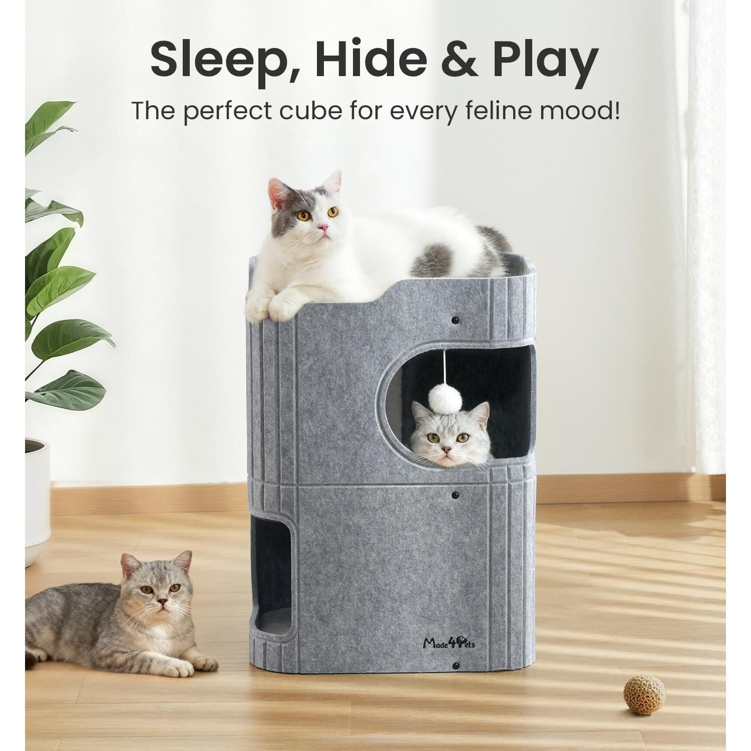 Casa para Gatos Made4Pets 2 Pisos Fieltro Gris 60 cm