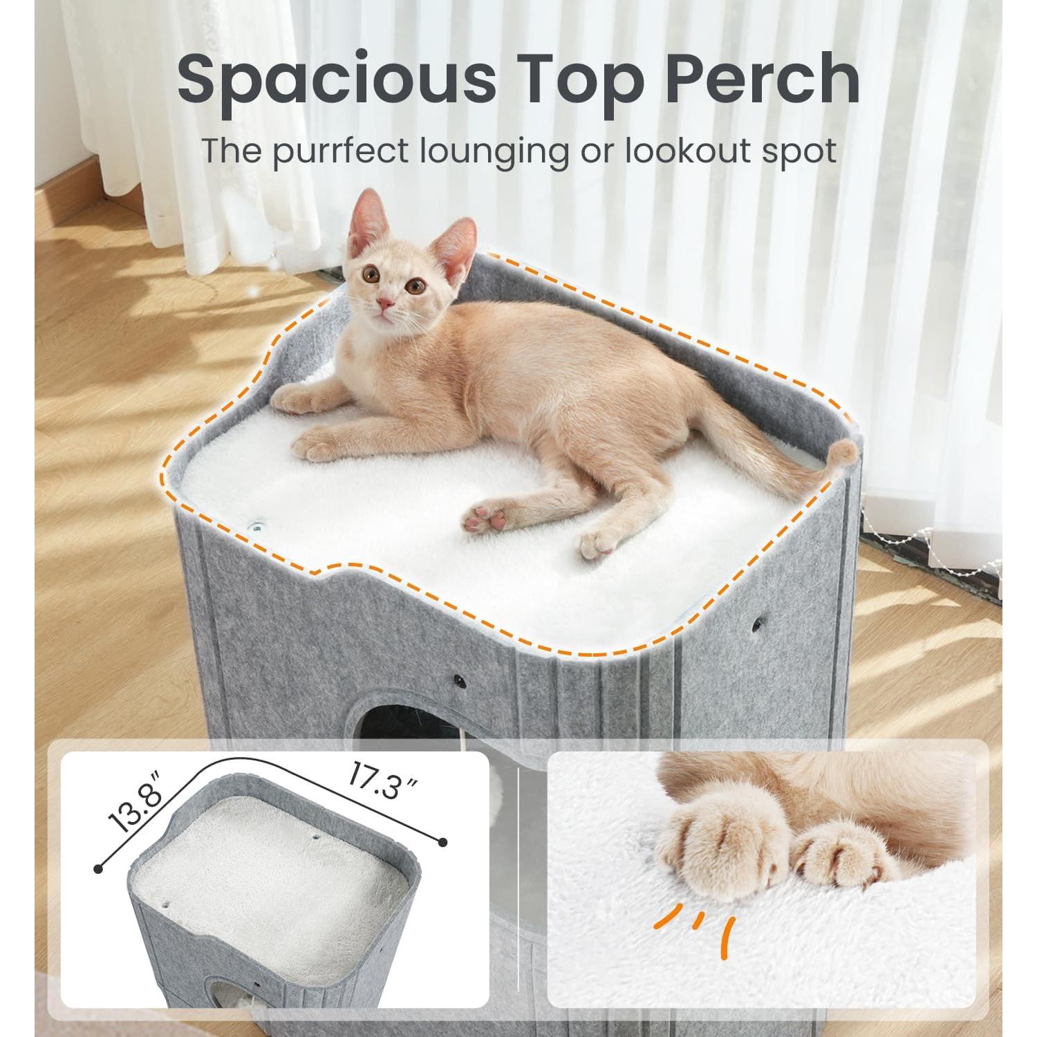 Casa para Gatos Made4Pets 2 Pisos Fieltro Gris 60 cm