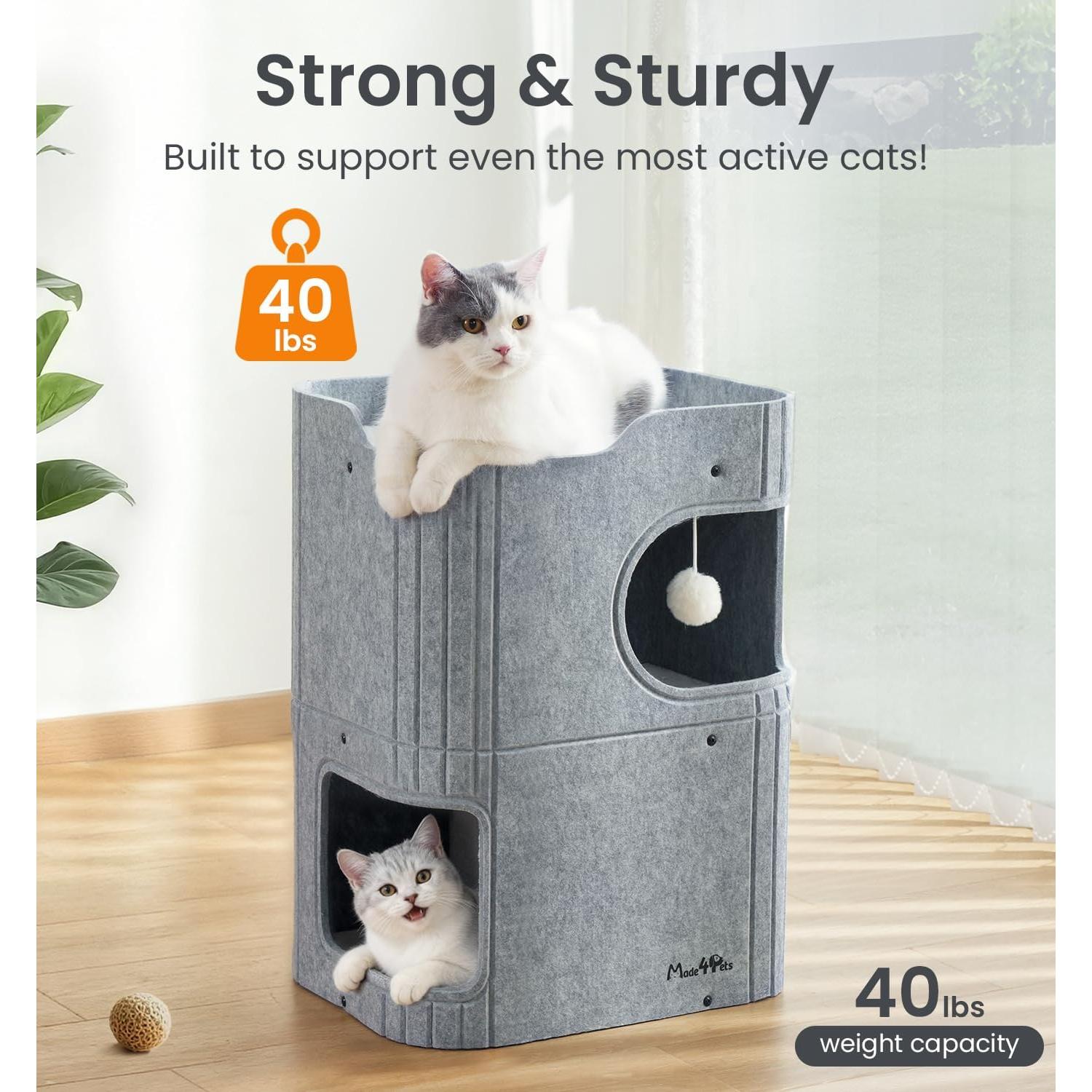 Casa para Gatos Made4Pets 2 Pisos Fieltro Gris 60 cm