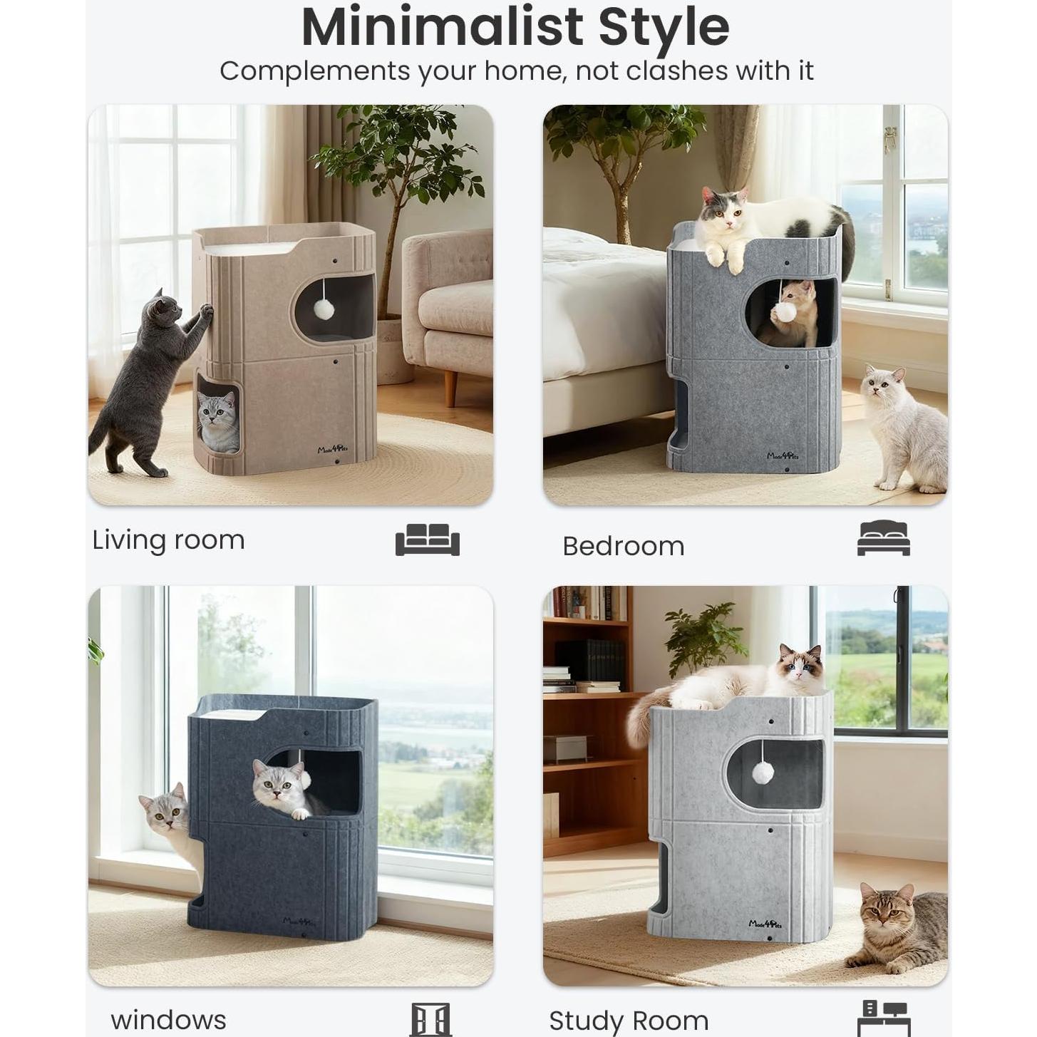 Casa para Gatos Made4Pets 2 Pisos Fieltro Gris 60 cm