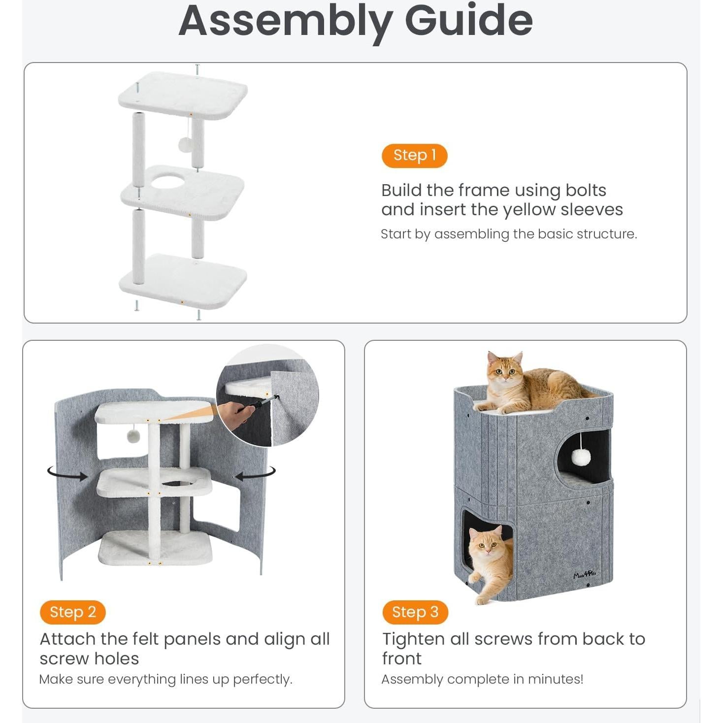 Casa para Gatos Made4Pets 2 Pisos Fieltro Gris 60 cm