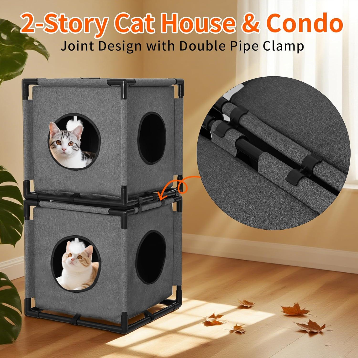 Casa para Gatos Doble CSQOO 1020 Gris 43cm 2.4kg
