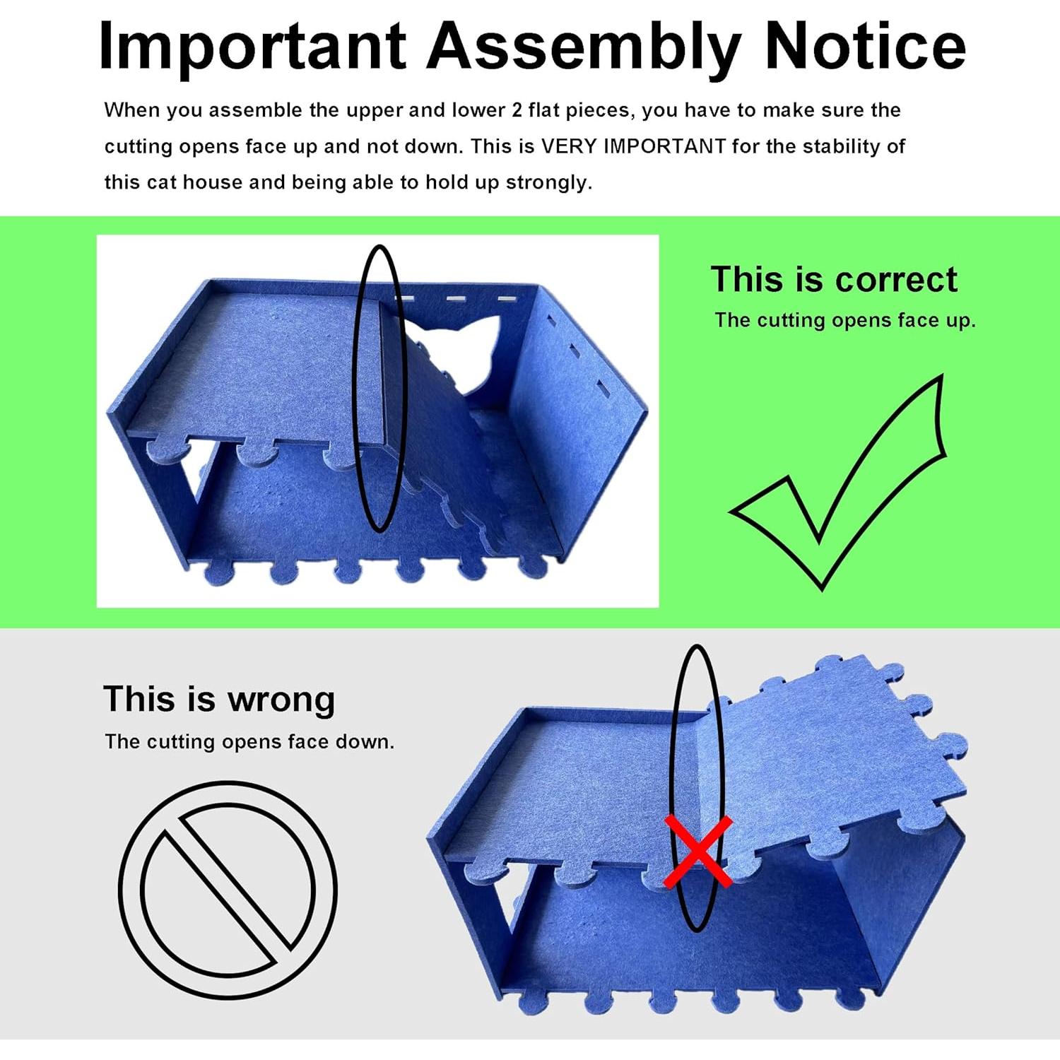 Casa para Gatos Grande FurorMeow con Diseño de Orejas - Fieltro Azul