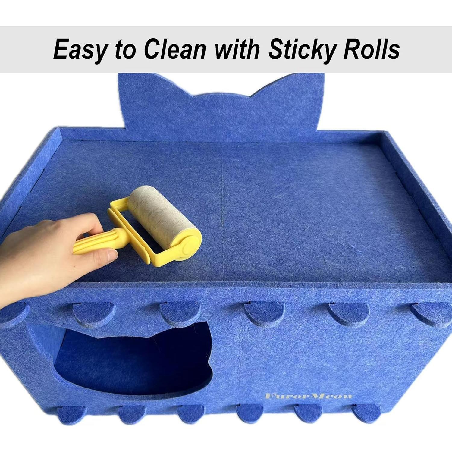 Casa para Gatos Grande FurorMeow con Diseño de Orejas - Fieltro Azul