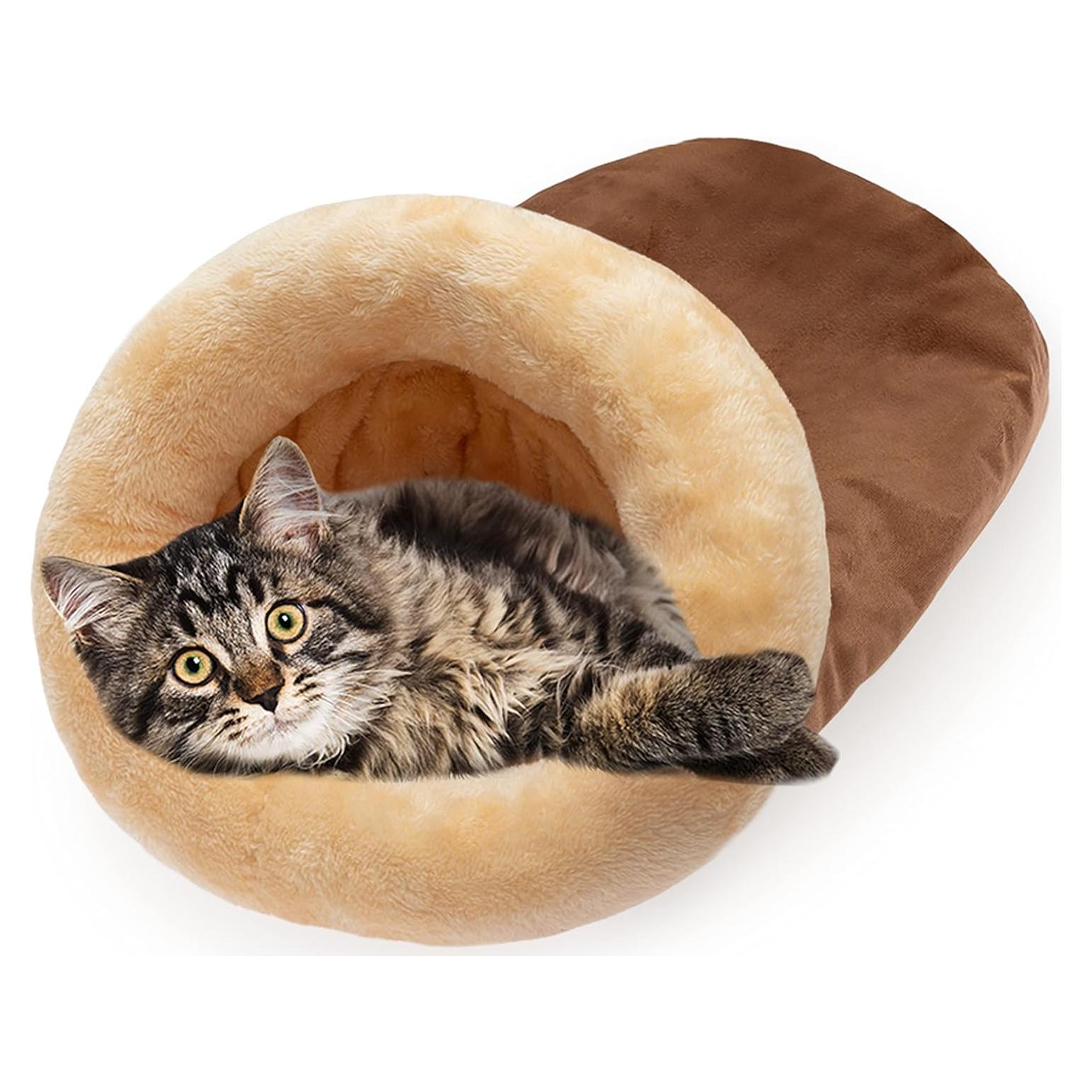 Cueva para Gatos FLYSTAR - Cama Suave Autocalentable 35.5x55.9cm