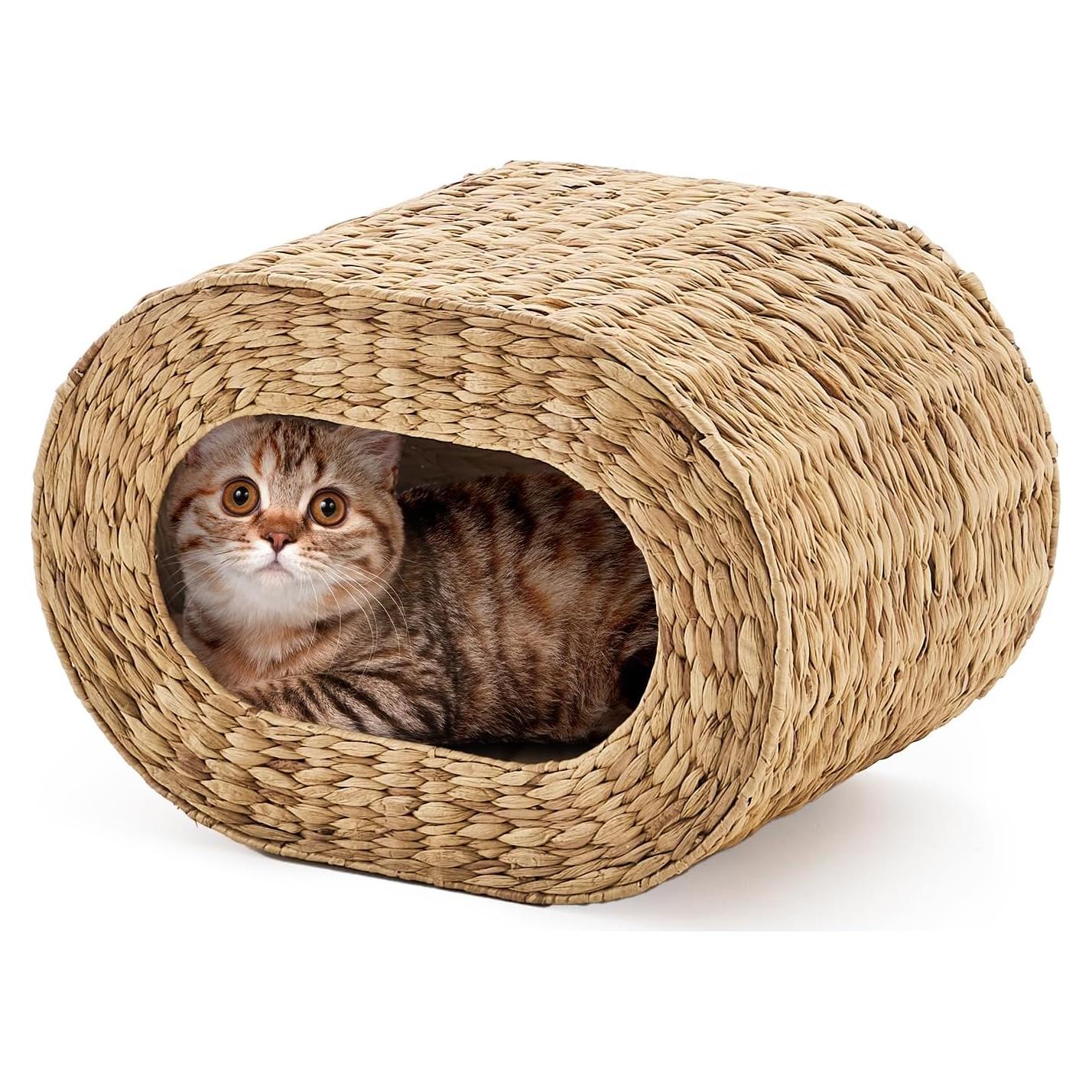 Casa para Gatos Tejida a Mano LGENHOOM 52.6x36.8cm Natural