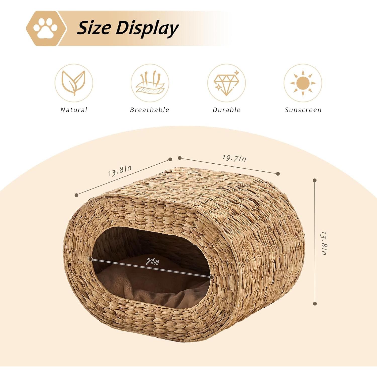 Casa para Gatos Tejida a Mano LGENHOOM 52.6x36.8cm Natural