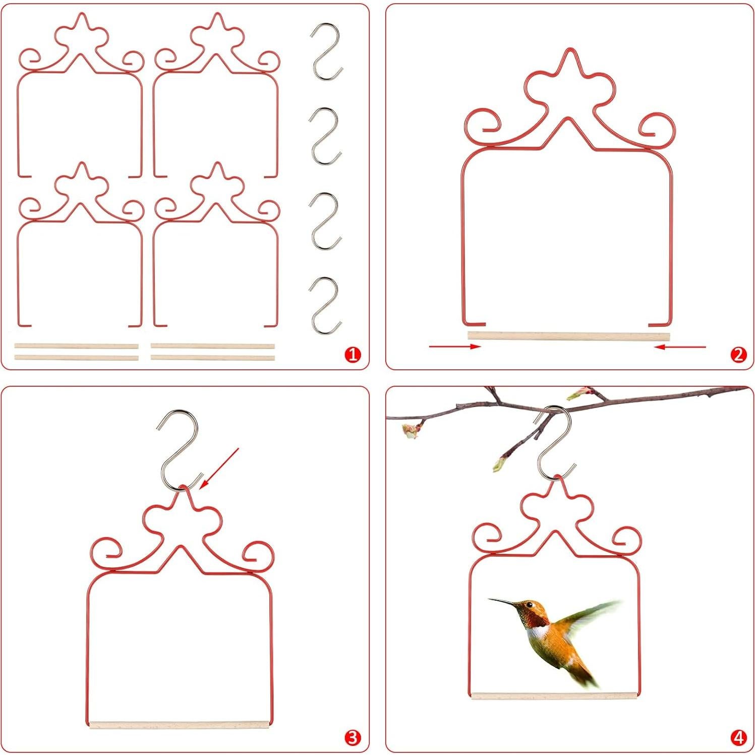 Paquete de 4 columpios para colibríes Eyrosa, rojos, 11.4 cm