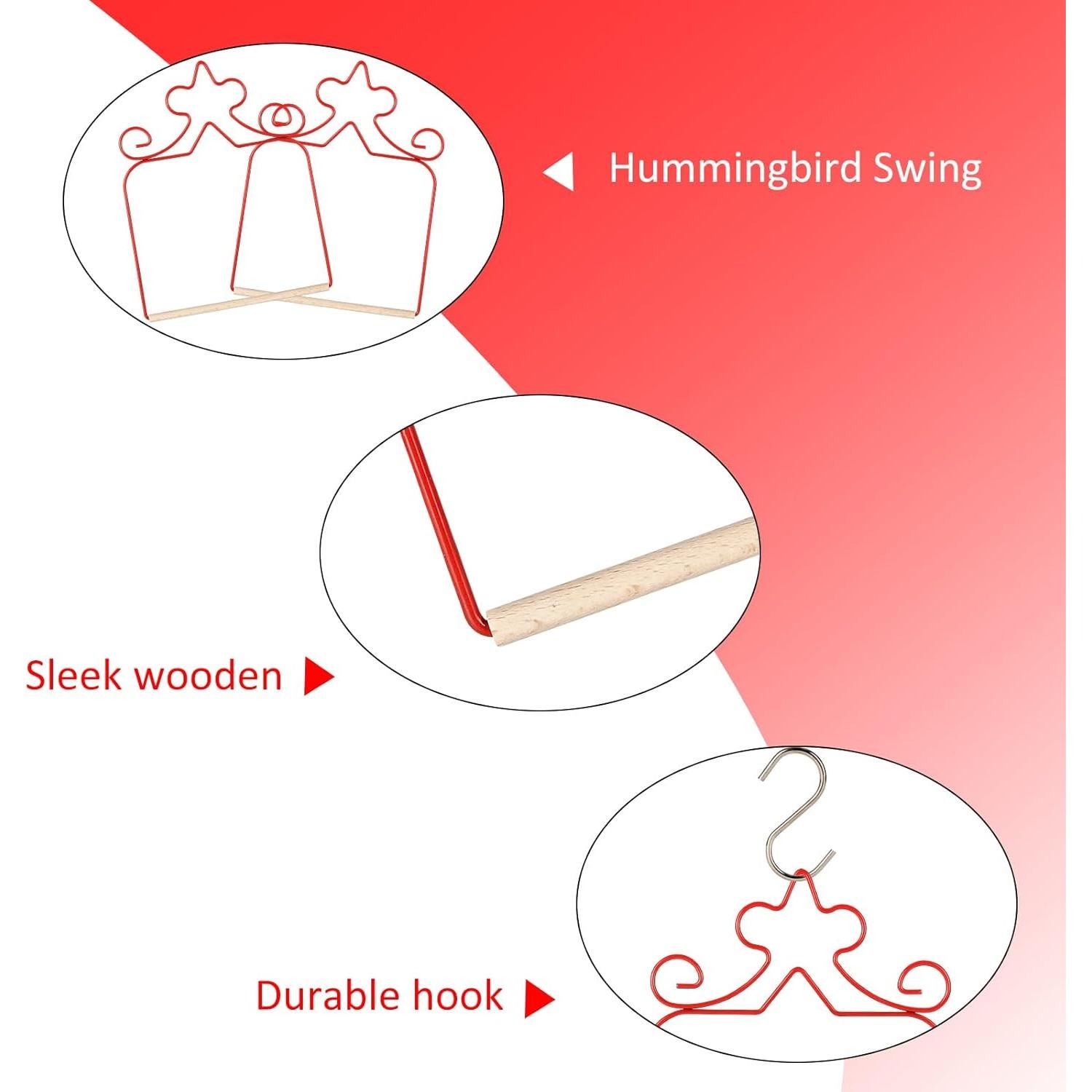 Paquete de 4 columpios para colibríes Eyrosa, rojos, 11.4 cm