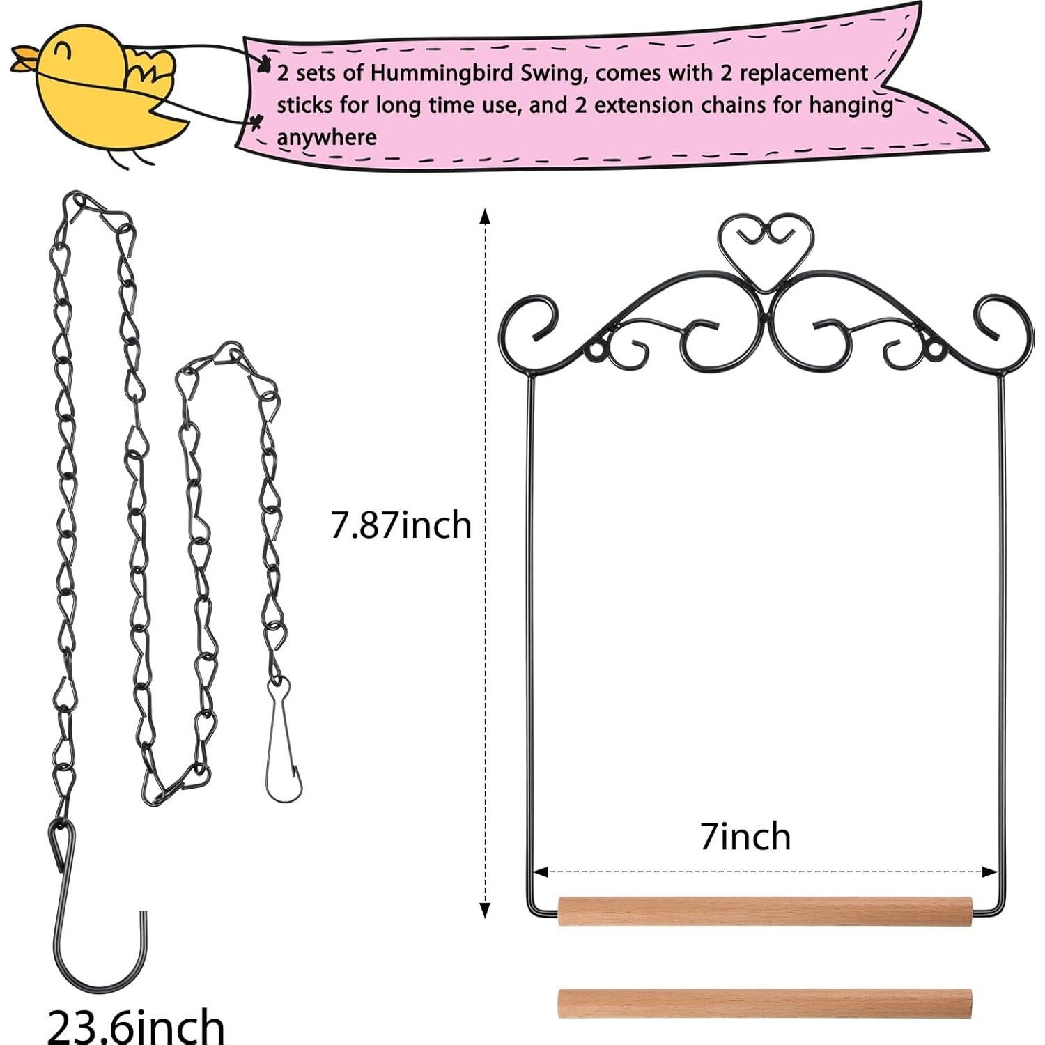 Columpios para Colibríes Hotop - 2 Pcs con Estructura Metal y Madera