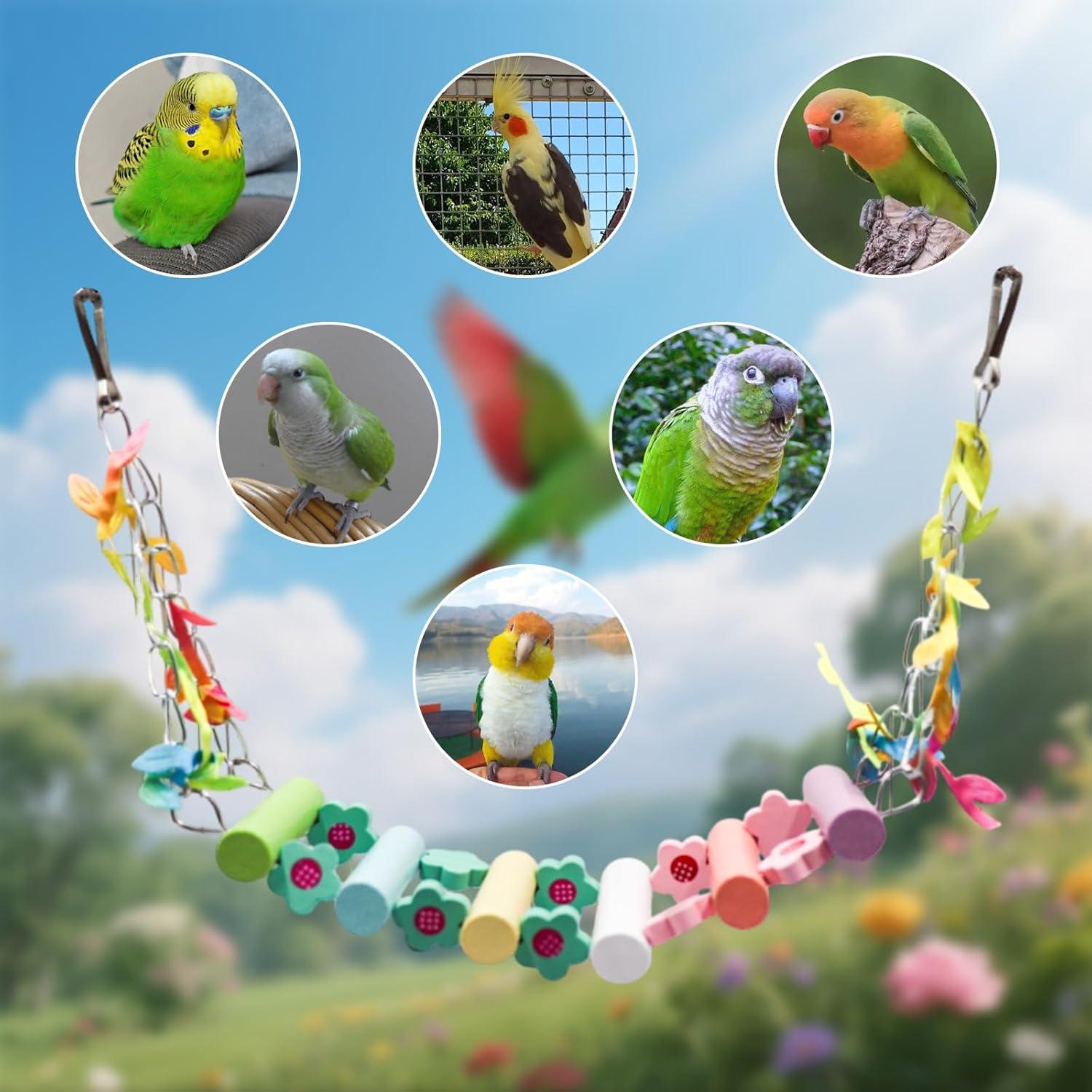 Columpio para Pájaro MinrzPet - Puente de Madera Colorido 1cm