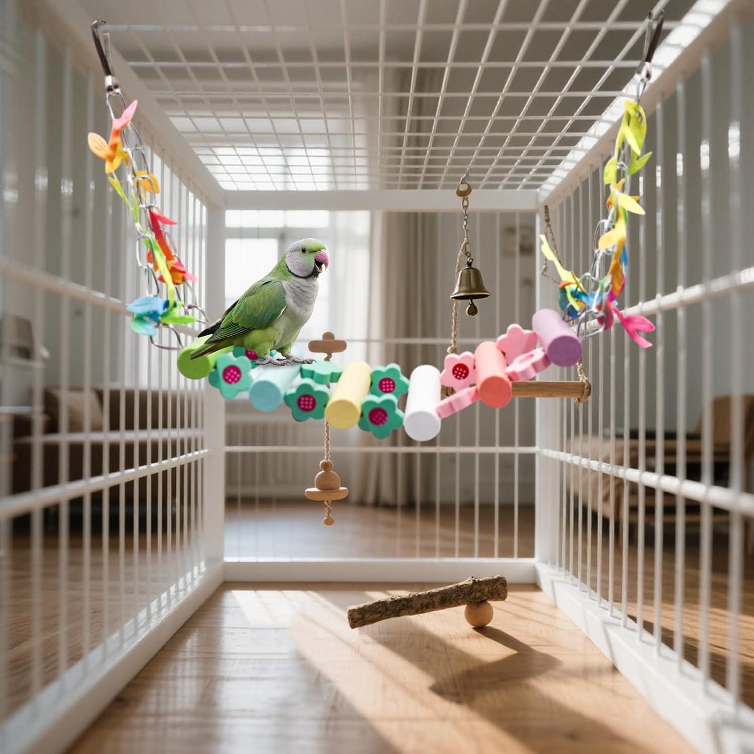 Columpio para Pájaro MinrzPet - Puente de Madera Colorido 1cm