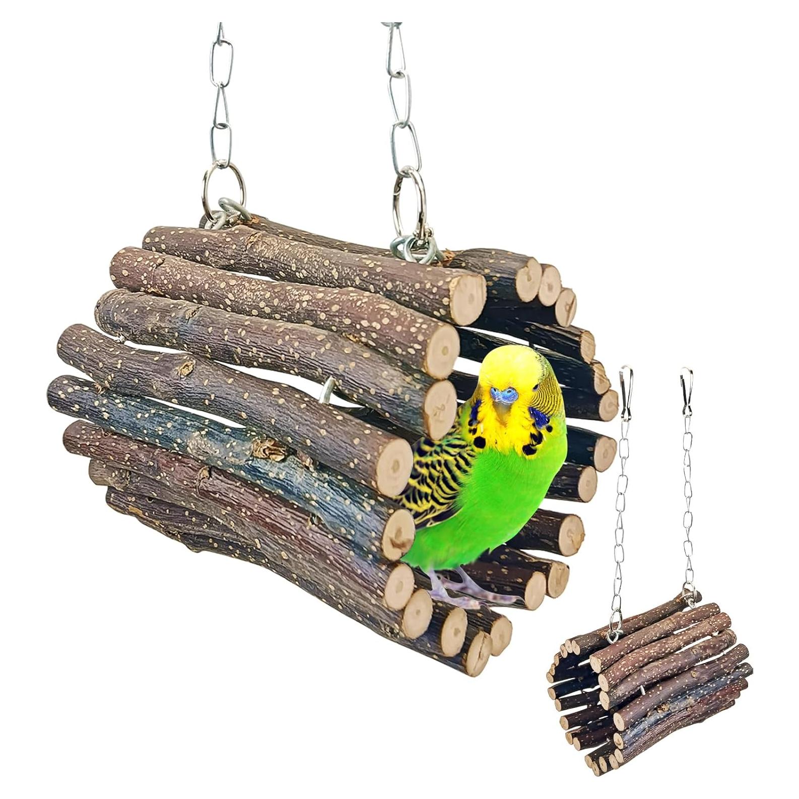 Columpio de Madera para Aves BNOSDM - Tamaño S, Natural