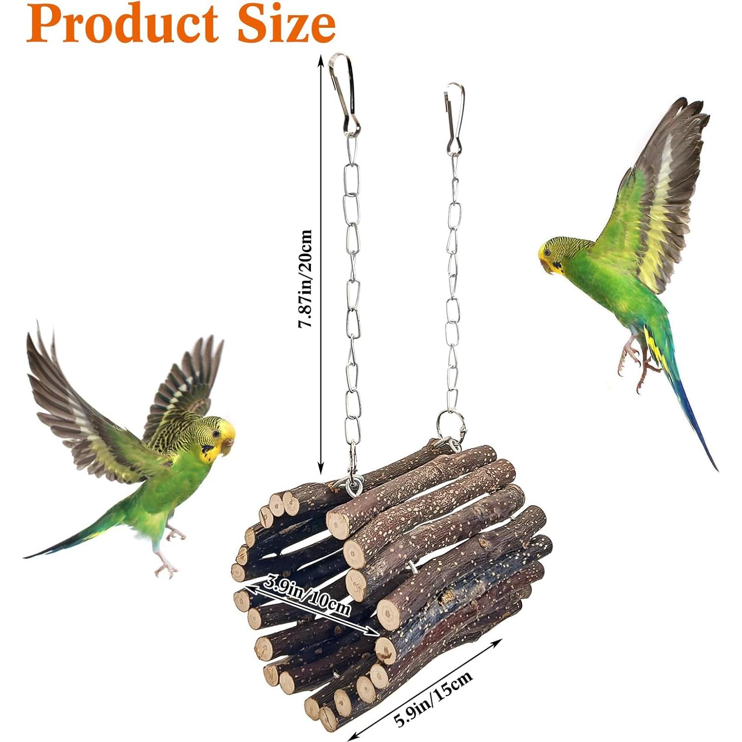 Columpio de Madera para Aves BNOSDM - Tamaño S, Natural