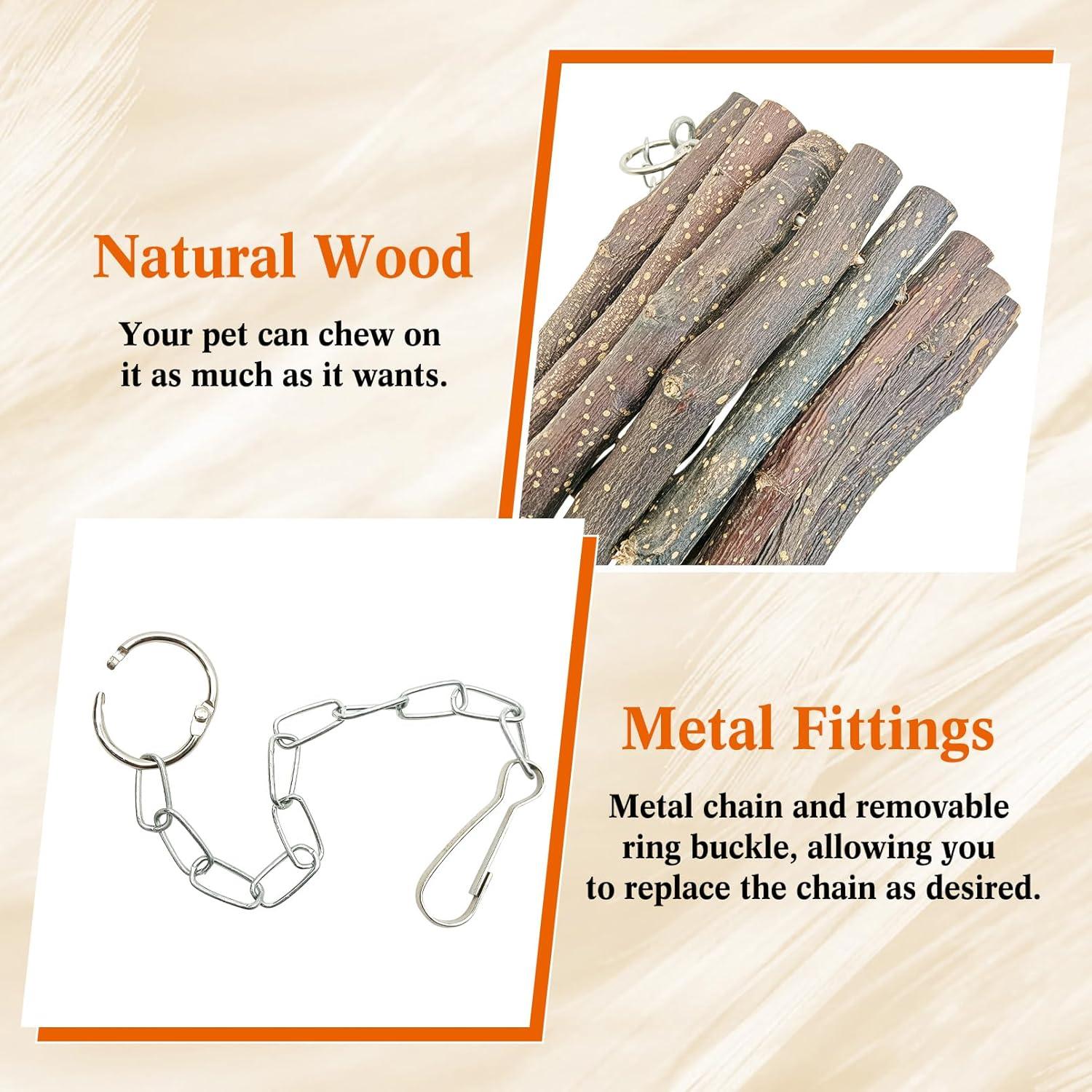 Columpio de Madera para Aves BNOSDM - Tamaño S, Natural