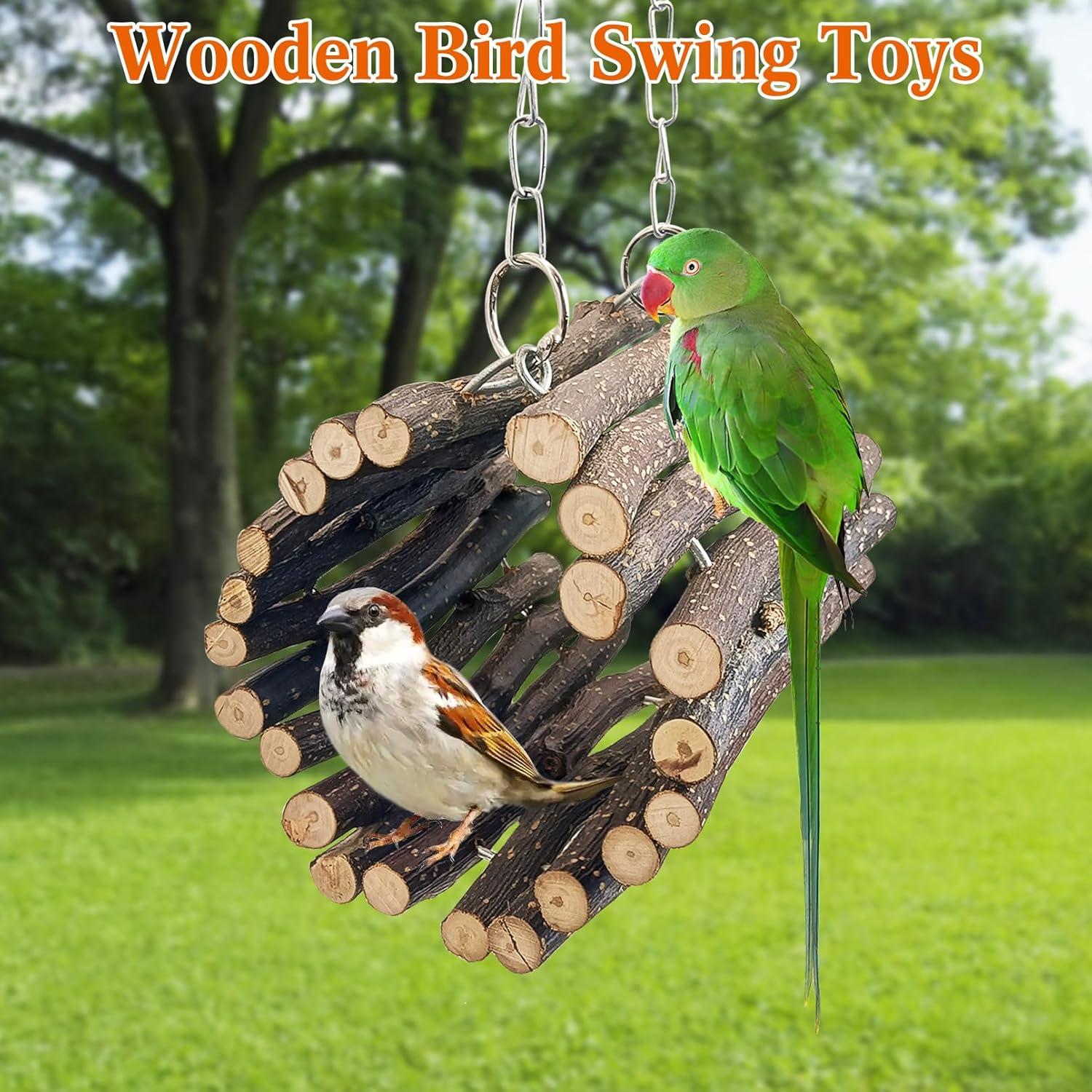 Columpio de Madera para Aves BNOSDM - Tamaño S, Natural