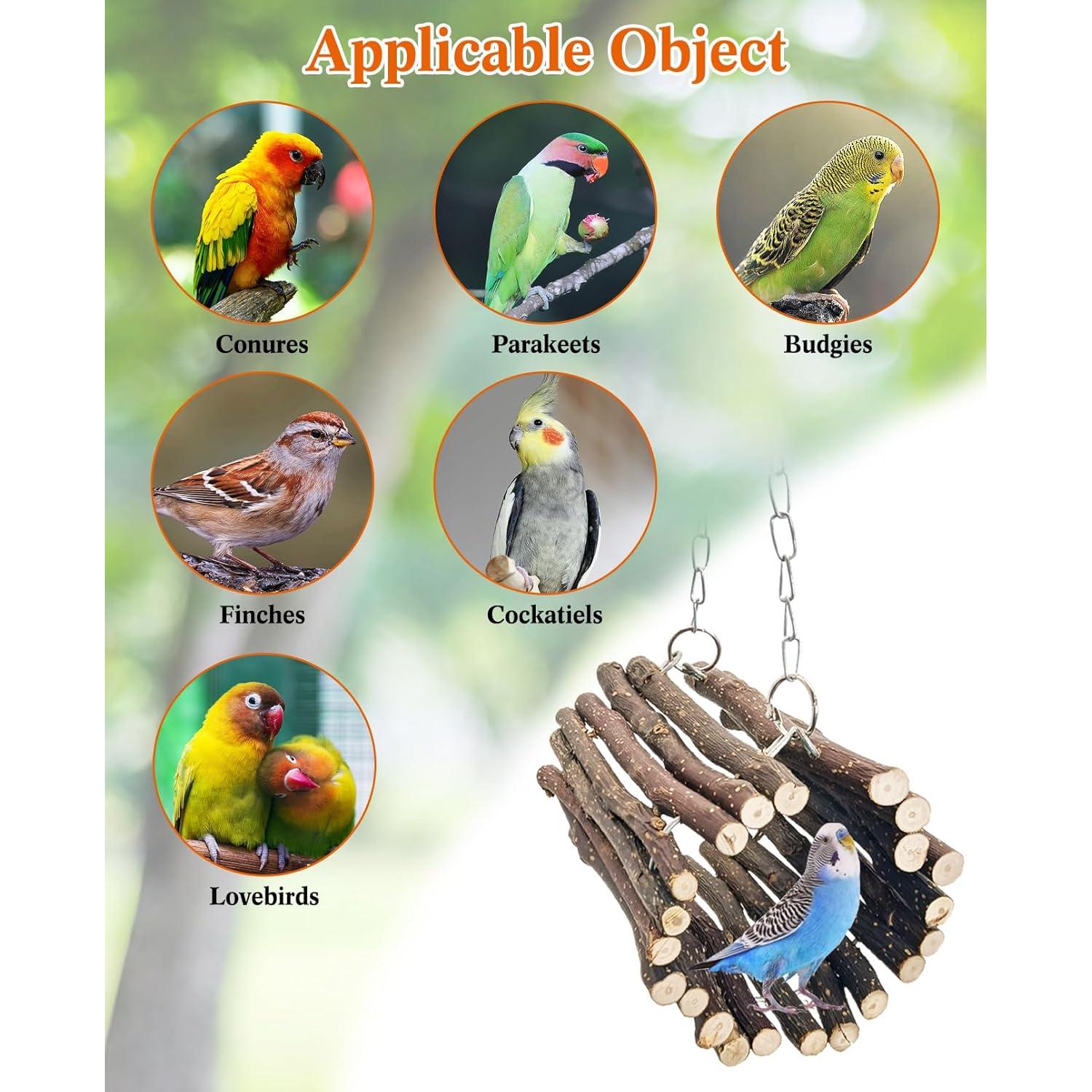 Columpio de Madera para Aves BNOSDM - Tamaño S, Natural