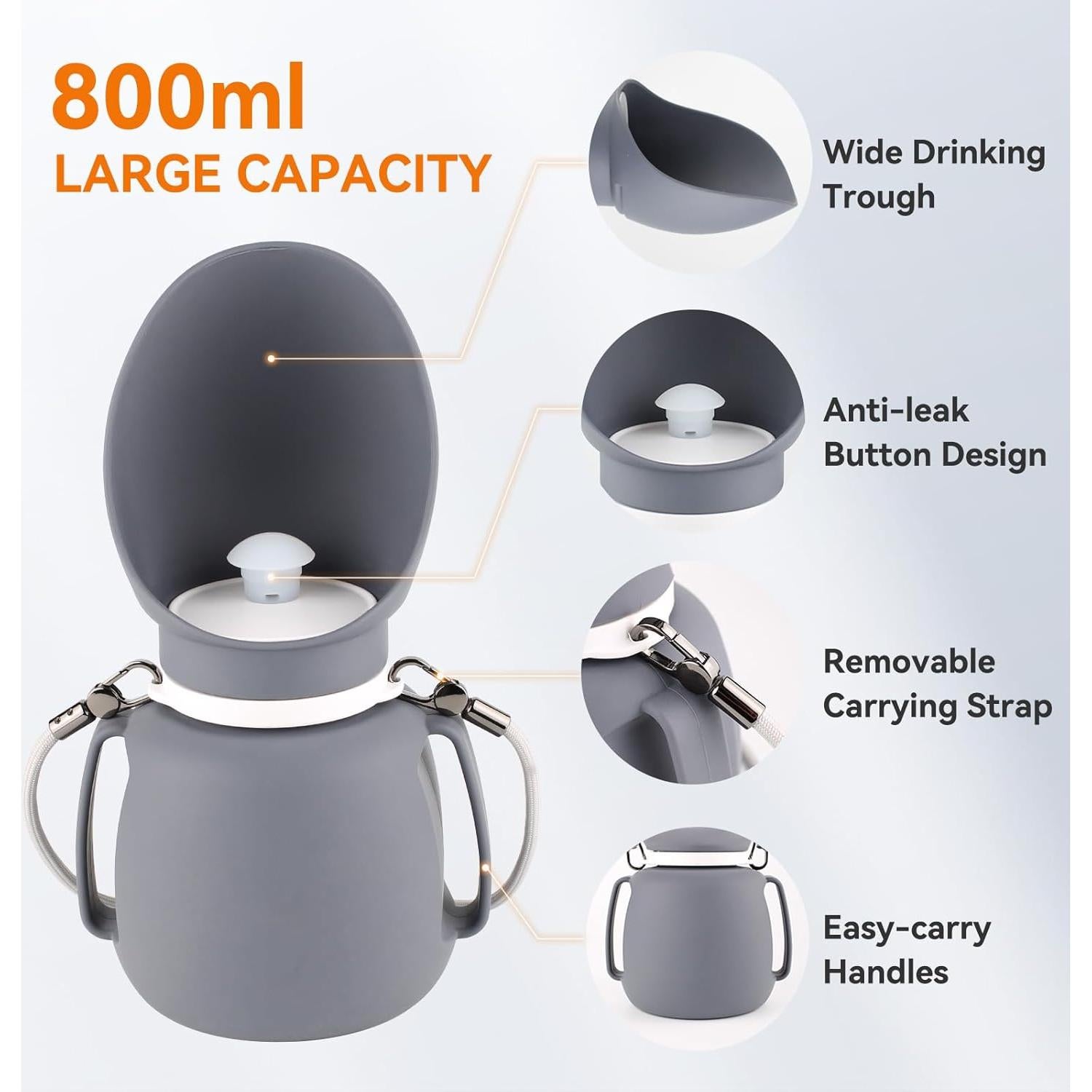 Botella de Agua para Perros Billionchains 800 ml Plegable