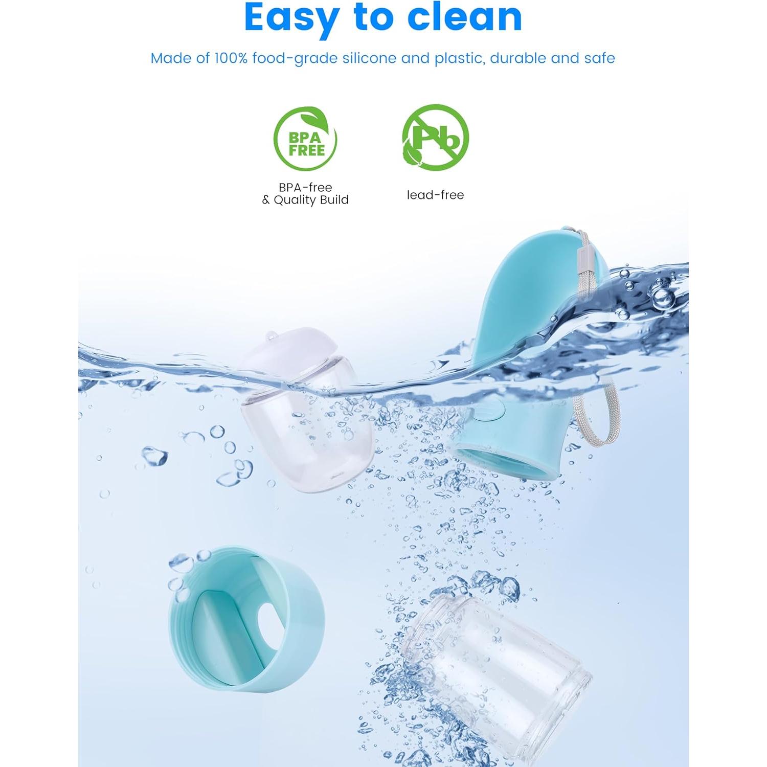 Botella de Agua para Perros HOUSHOPE 3 en 1 Azul 368.5ml