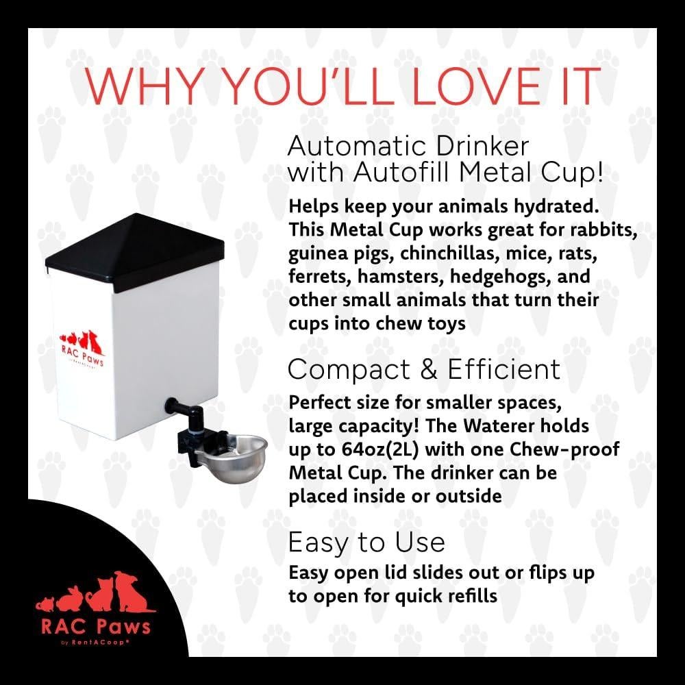 Bebedero Automático RentACoop 64oz (2L) para Mascotas Pequeñas
